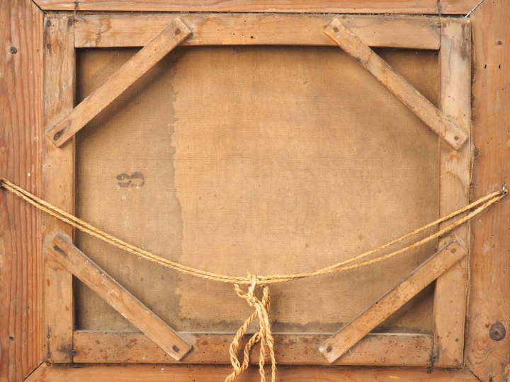 Lucien MENGAUD. "Bergères et leur troupeau". Huile sur toile, signée e