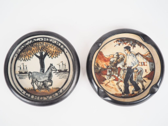 Vente aux enchères CIBOURE. Paire de coupelles en céramique, une signée H HOREAU, l'autre