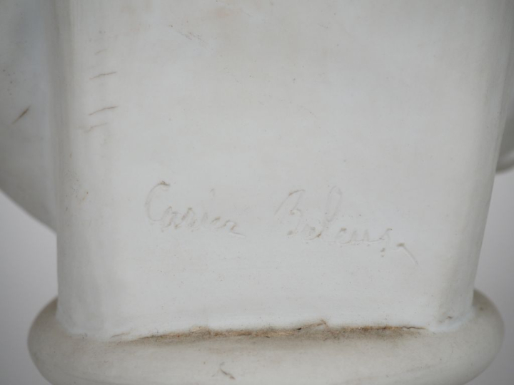 CARRIER-BELLEUSE.  "Buste de jeune fille"  Sculpture en biscuit.  Sign