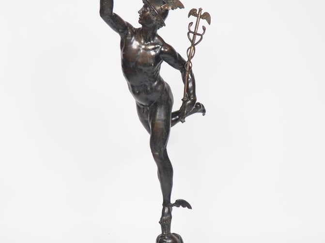 Jean de BOLOGNE. (d'après). "Le Mercure ailé" Grande sculpture en bron