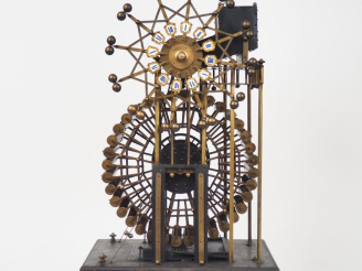 Vente aux enchères Clépsydre/Horloge à eau perdue, fin XIXème en laiton et bois, chiffres