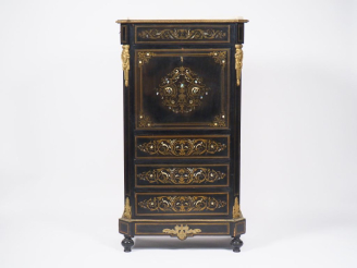 Vente aux enchères Secrétaire à abattant Napoléon III de style Louis XVI en marqueterie B