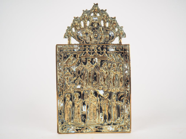 Icône en bronze de la Protection de la Vierge. Moscou, première moitié