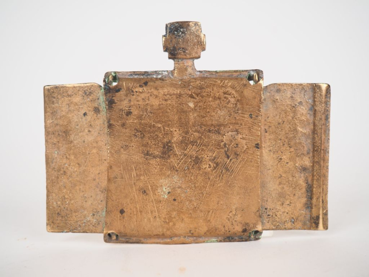 Triptyque en bronze de la Deisis et de saints choisis. Russie, XVIIIe 