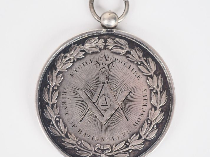 Médaille maçonnique en argent, loge "étoile polaire", médaille hommage
