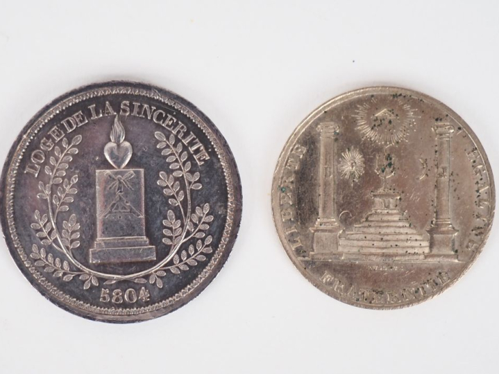 Médaille maçonnique en argent, Orient de Reims loge "la sincérité". Po