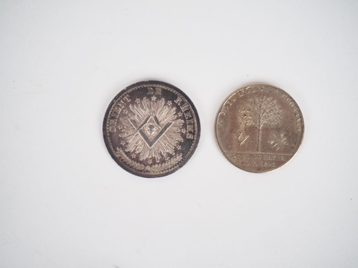 Médaille maçonnique en argent, Orient de Reims loge "la sincérité". Po