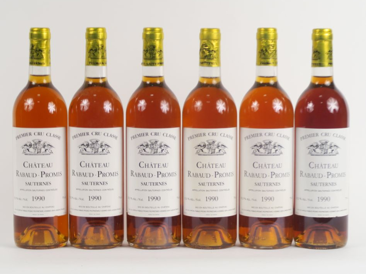 6 BOUTEILLES CHÂTEAU RABAUD PROMIS 1er CC SAUTERNES - 1990 - CBO