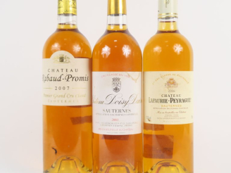 Vente aux enchères 3 BOUTEILLES 1er CC SAUTERNES : 1 CHÂTEAU RABAUD PROMIS 2007 - 1 CHÂTE