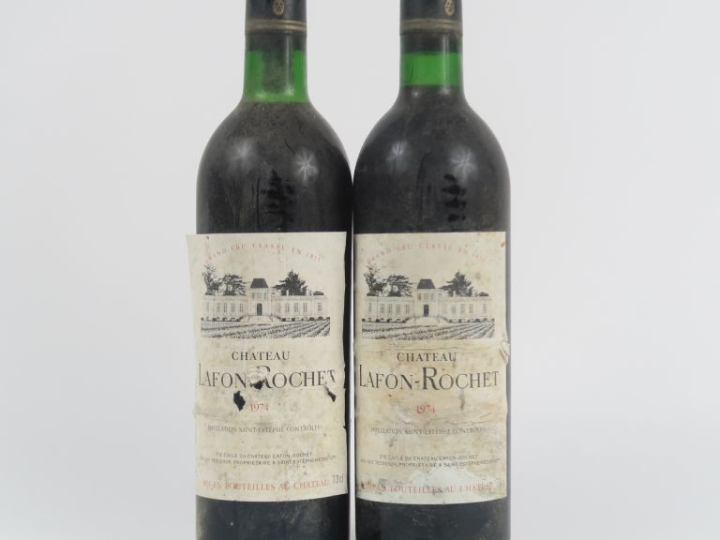 2 BOUTEILLES CHÂTEAU LAFON ROCHET GCC PAUILLAC - 1974 - BG/BS/EA