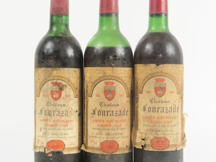 3 BOUTEILLES CHÂTEAU FONRAZADE GC ST EMILION - 1983 - 1 LB/1 HEP/1 BEP