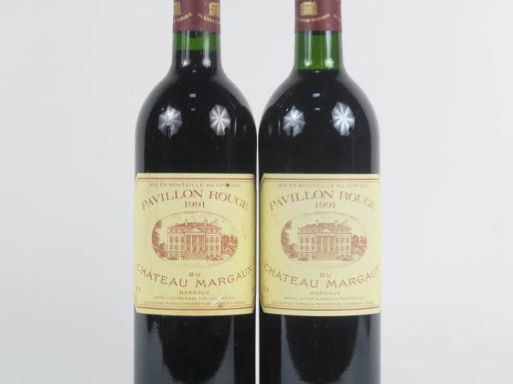 2 BOUTEILLES PAVILLON ROUGE DU CHÂTEAU MARGAUX - 1991 - 1 BG