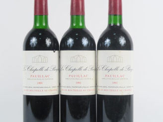 Vente aux enchères 3 BOUTEILLES LA CHAPELLE DE BAGES PAUILLAC - 1991 - 2 LB