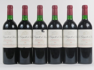 Vente aux enchères 6 BOUTEILLES LA CHAPELLE DE BAGES PAUILLAC - 1991 - CBO - 5 BG/1 LB/1 