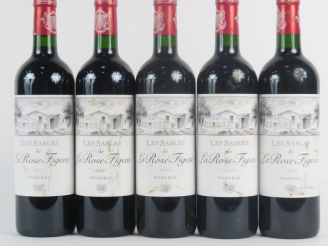 Vente aux enchères 5 BOUTEILLES LES SABLES DE LA ROSE FIGEAC POMEROL - 2005