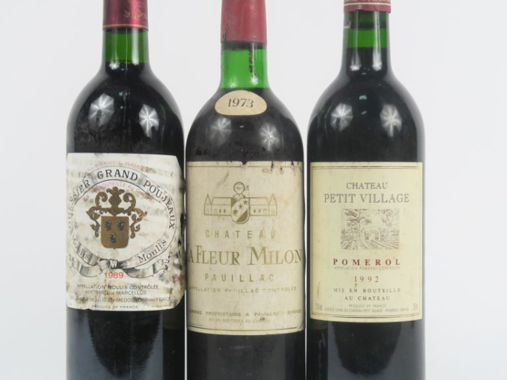 3 BOUTEILLES : 1 CHÂTEAU LA FLEUR MILON PAUILLAC 1973 BG/ELA - 1 CHÂTE
