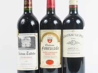 Vente aux enchères 3 BOUTEILLES : 1 CHÂTEAU LE PEY CB MÉDOC 2008 - 1 CHÂTEAU TAILLEFER PO