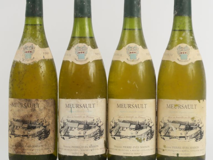 4 BOUTEILLES MEURSAULT DOMAINE PIERRE YVES MASSON - 1991 - EA/BS