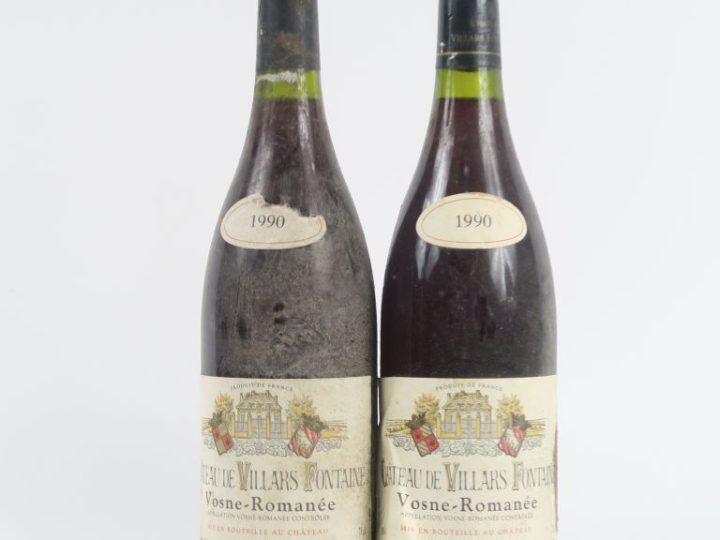 2 BOUTEILLES VOSNE ROMANÉE CHÂTEAU DE VILLARS FONTAINE - 1990