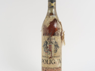 Vente aux enchères 1 BOUTEILLE COGNAC PRINCE HUBERT DE POLIGNAC - EA/PAPIER DE SOIR COLLÉ