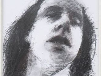 Vente aux enchères Philippe PASQUA (Né en 1965) "Autoportrait" Technique mixte sur papier