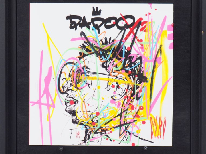 CYRO. "Vinyle de Dadoo". Peinture originale sur pochette de disque vin