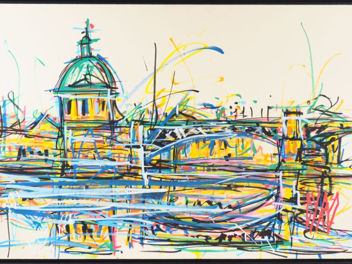 CYRO.  "Toulouse, la Grave".  Huile sur panneau, signée en bas à droit