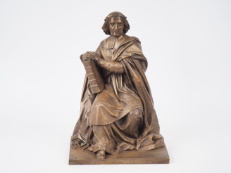 Vente aux enchères Ecole française XIXème. "Bossuet" Sculpture en bronze à patine médaill