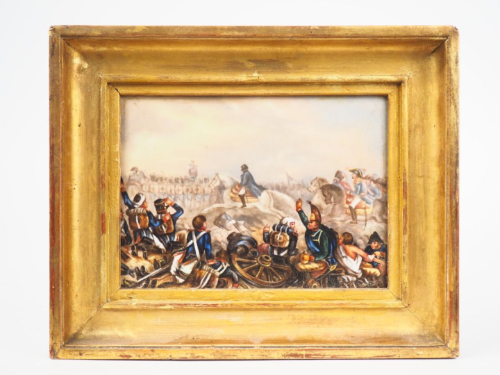 Ecole française fin XIXème. "Napoléon sur le champ de bataille". Peint