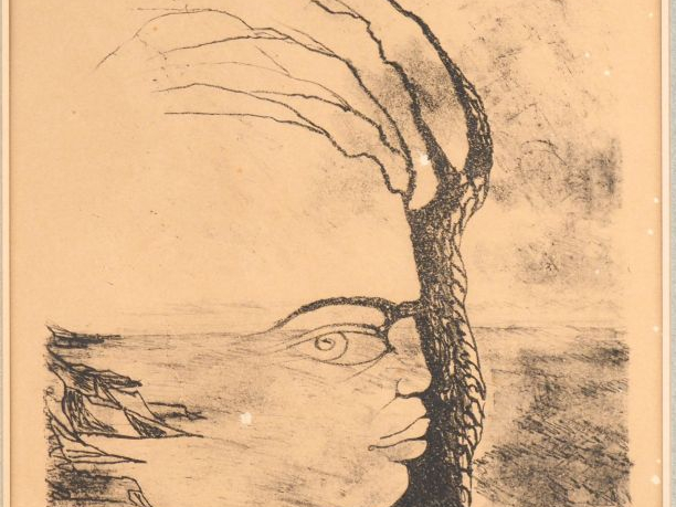 Jean MARAIS.  "portrait" Lithogrtaphie en noir, numérotée 2/10 contres