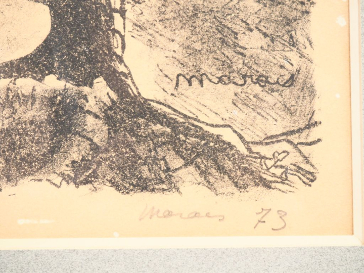 Jean MARAIS.  "portrait" Lithogrtaphie en noir, numérotée 2/10 contres