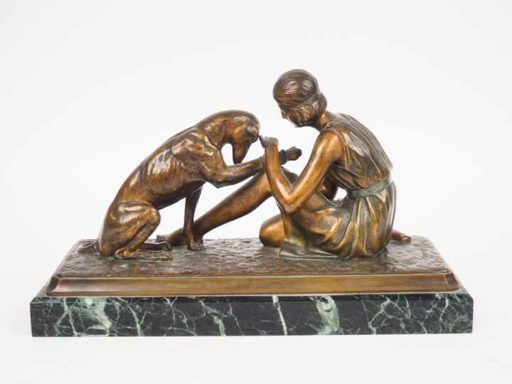 CHIPARUS.  "accident de chasse". Sculpture en bronze en partie polychr