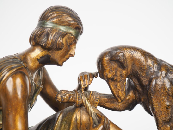 CHIPARUS.  "accident de chasse". Sculpture en bronze en partie polychr