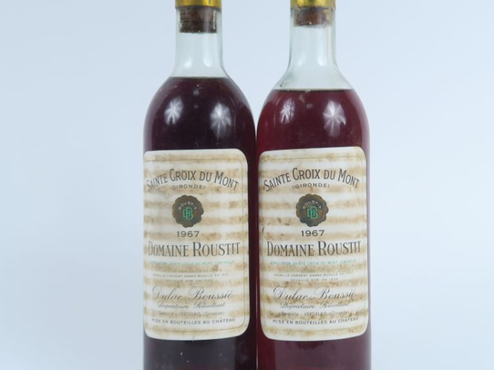 2 BOUTEILLES DOMAINE ROUSTIT STE CROIX DU MONT - 1967 - 1 LB/1 MEP