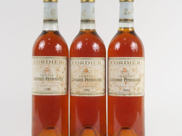 3 BOUTEILLES CHÂTEAU LAFAURIE PEYRAGUEY 1er SAUTERNES - 1980 - ELT