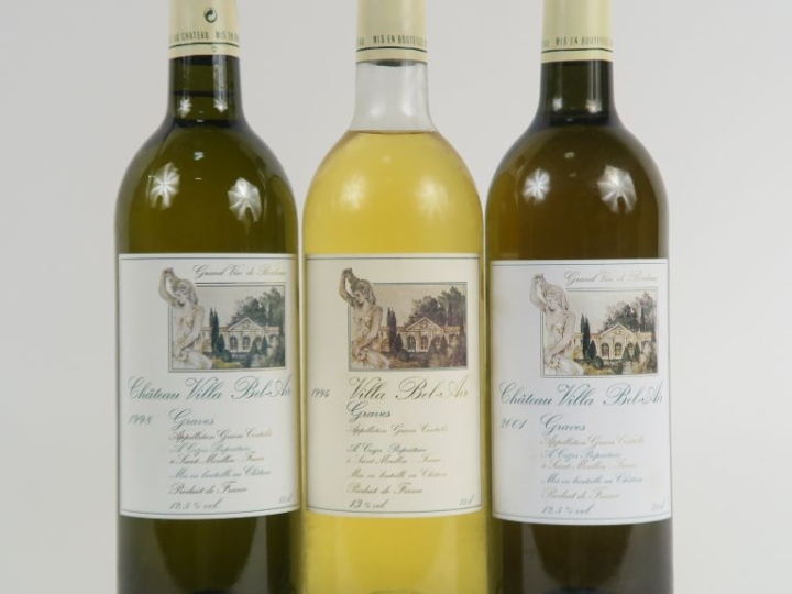 3 BOUTEILLES CHÂTEAU VILLA BEL AIR GRAVES :  1 de 1994 - 1 de 1998 - 1