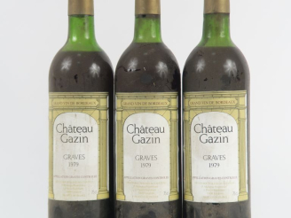Vente aux enchères 3 BOUTEILLES CHÂTEAU GAZIN GRAVES - 1979 - BG/HEP/MEP