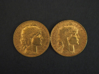 Vente aux enchères Deux pièces de 20 Francs or, 1904. FRAIS ACHETEURS 10% HT.   