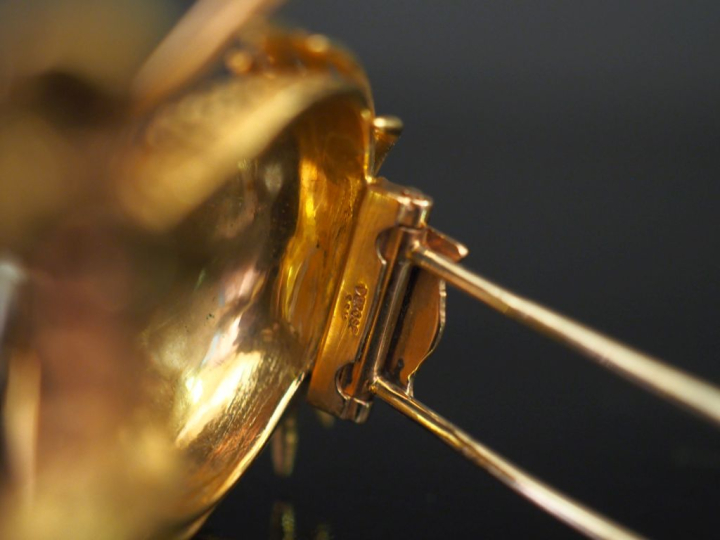 VAN CLEEF   ARPELS Broche en or jaune 750 et platine "Lion ébourrifé".