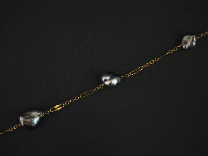 BALESTRA Collier souple en or jaune 750, maille fantaisie, agrémenté d