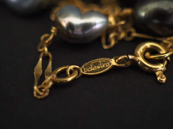 BALESTRA Collier souple en or jaune 750, maille fantaisie, agrémenté d