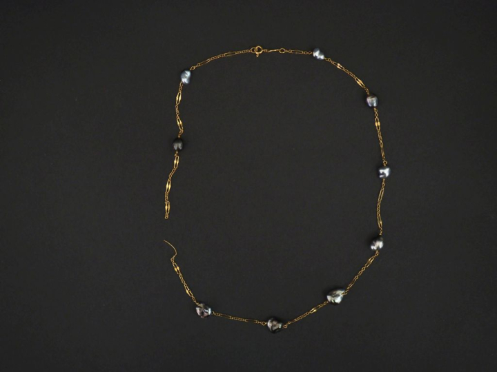 BALESTRA Collier souple en or jaune 750, maille fantaisie, agrémenté d