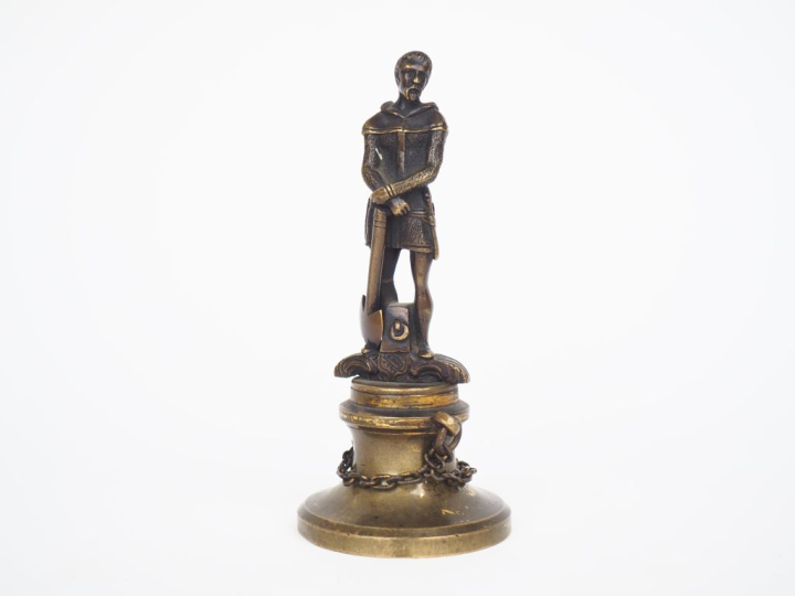 Ecole française XIXème. "Bucheron du Moyen-âge". Sujet en bronze. H. 1