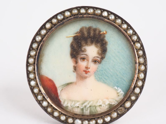 Vente aux enchères Broche Napoléon III en vermeil ornée en son centre d'une miniature, "p