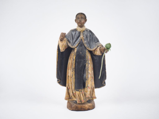 Vente aux enchères Sculpture fin XVIIIème début XIXème en bois sculpté polychrome, "Saint