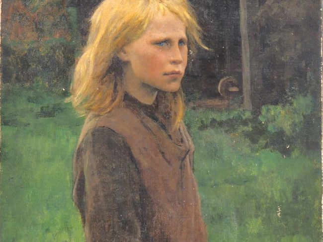Virginie DEMONT-BRETON. "Jeune fille".  Huile sur toile, signée en bas
