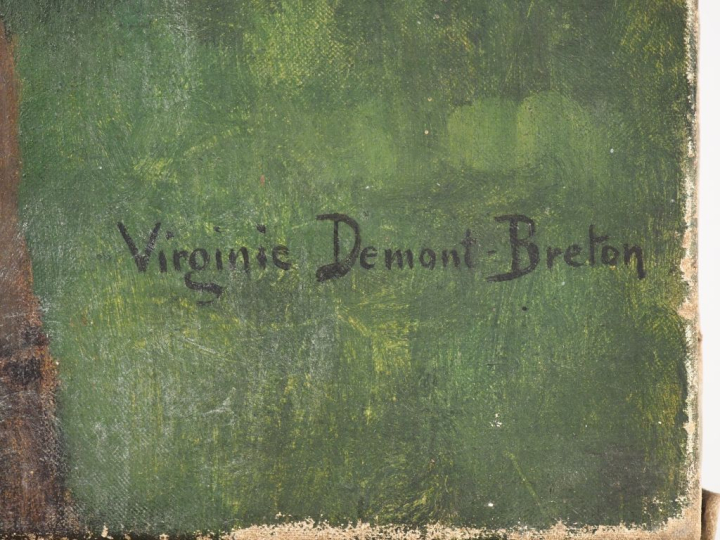 Virginie DEMONT-BRETON. "Jeune fille".  Huile sur toile, signée en bas