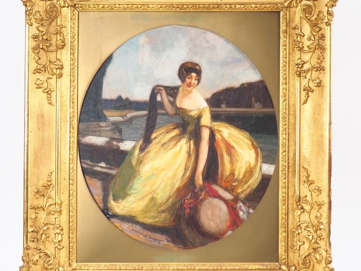 Jean Gabriel DOMERGUE (1889-1962). "Portrait d’une élégante au chapeau