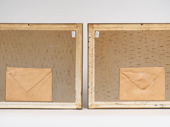 Maximilien LUCE.  "paysage animé" Paire de dessins au lavis  Dim. 11,5