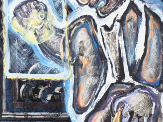 Vente aux enchères SEGUIN. "le laveur de vitre". Huile sur toile, signée en bas à droite.